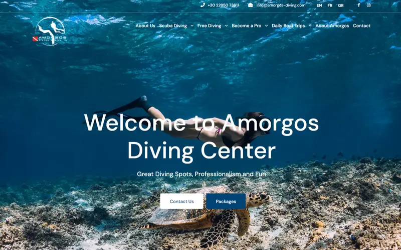 amorgos-diving.com website screenshot