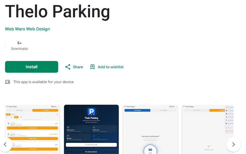 Thelo Parking app listing